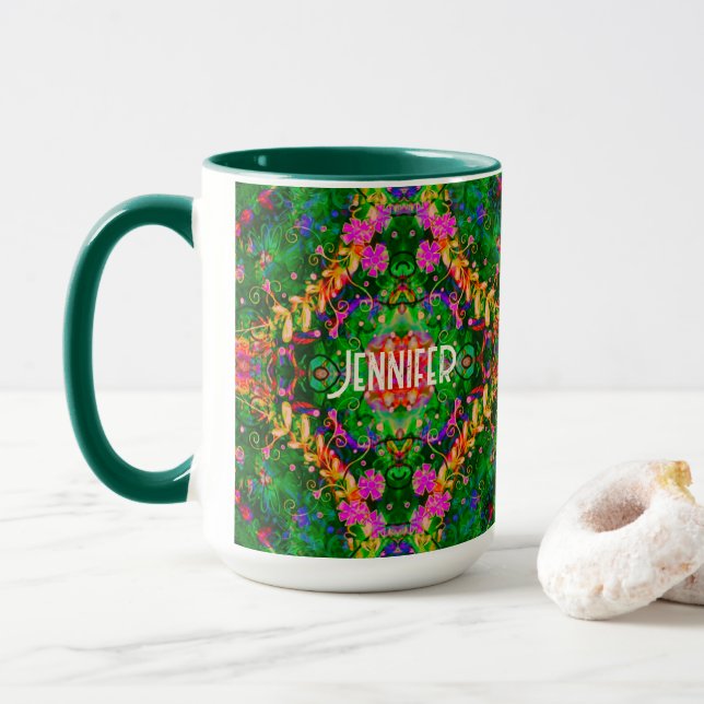 Taza Patrón de boho personalizado Mug de inespiritualid (Con donut)
