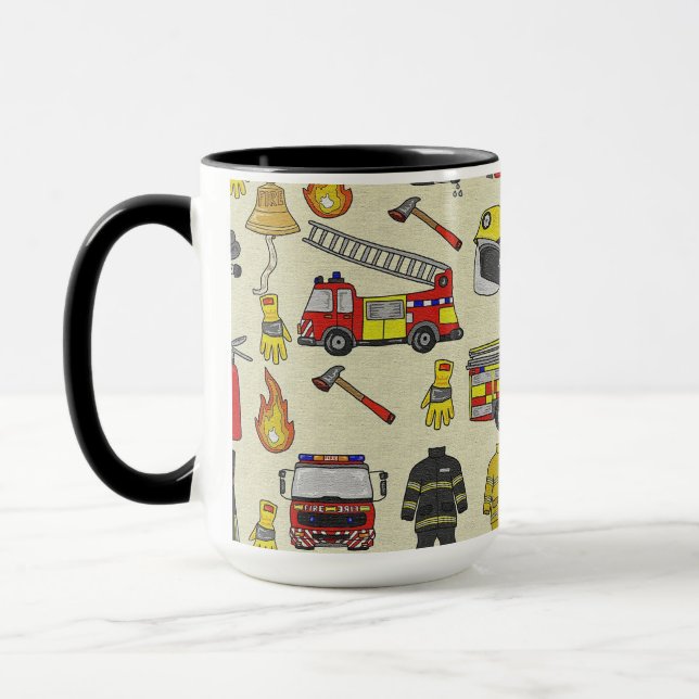 Taza Patrón de bomberos, camión de bomberos, engranaje  (Izquierda)