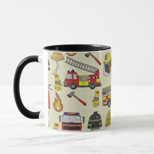 Taza Patrón de bomberos, camión de bomberos, engranaje  (Izquierda)