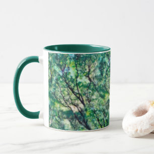 Taza Patrón de bosque verde acuático