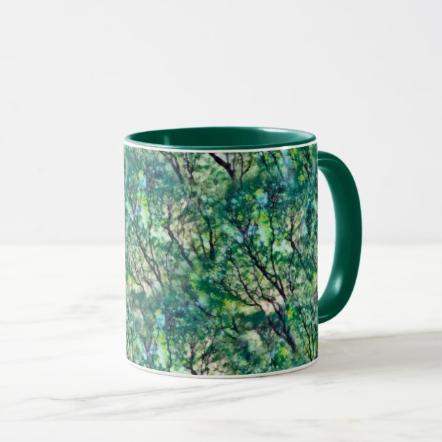 Taza Patrón de bosque verde acuático (Anverso derecho)