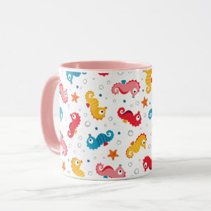 Taza Patrón de caballitos de mar sin mar