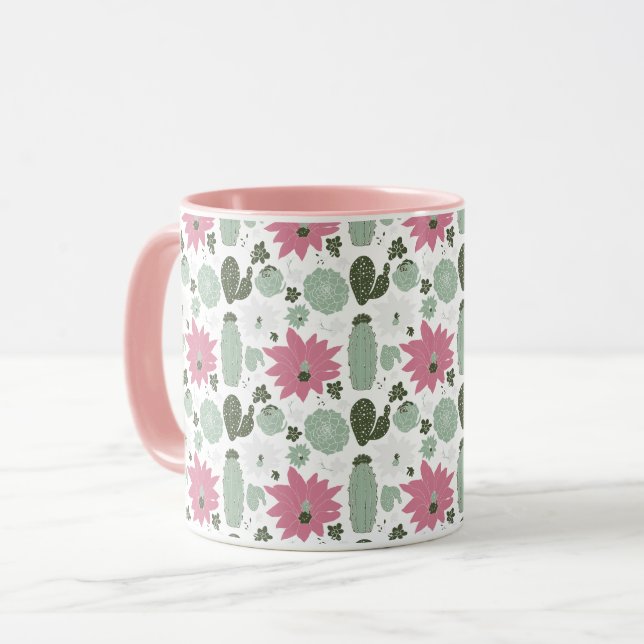 Taza Patrón de Cactus Succulantes de Cute (Anverso izquierdo)