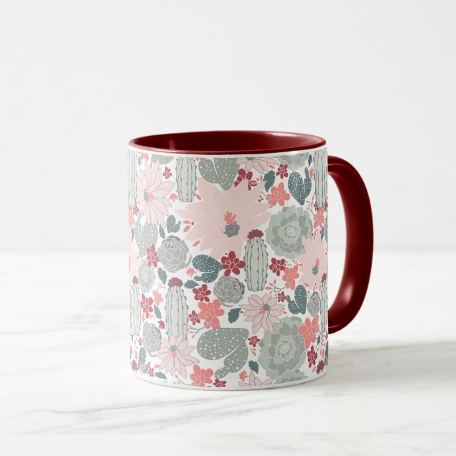 Taza Patrón de Cactus Succulantes de Cute (Anverso derecho)