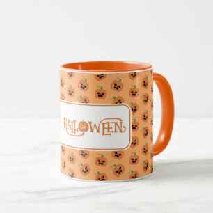 Taza Patrón de calabazas de Kawaii de Halloween