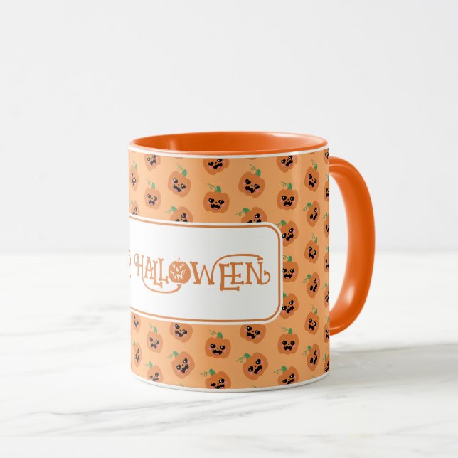 Taza Patrón de calabazas de Kawaii de Halloween (Anverso derecho)
