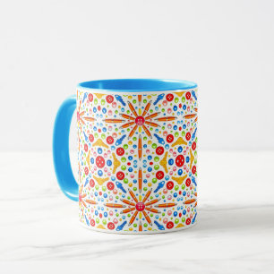 Taza Patrón de caleidoscopio, recorte azul,