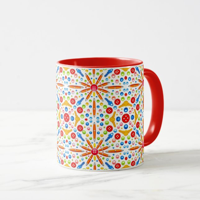 Taza patrón de caleidoscopio, recorte rojo, (Anverso derecho)