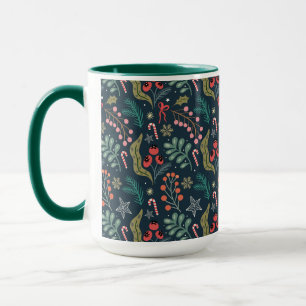 Taza Patrón de caña de vándalo y holly festivo