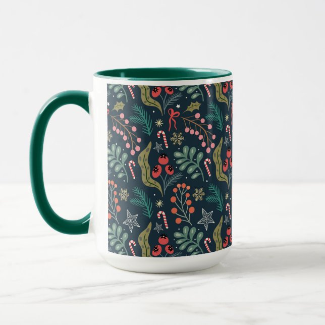 Taza Patrón de caña de vándalo y holly festivo (Izquierda)
