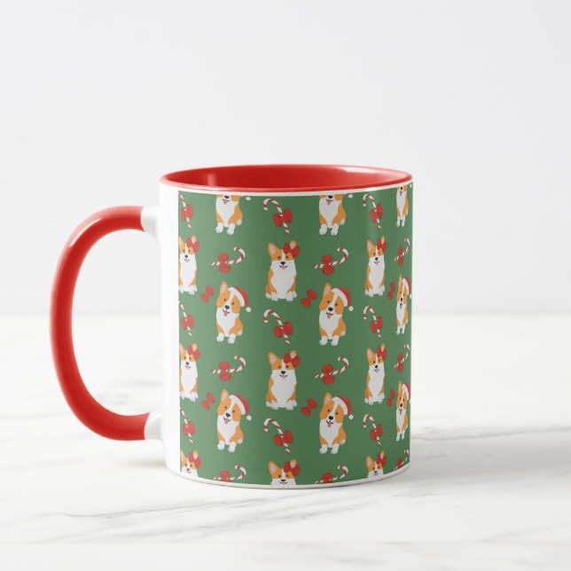 Taza Patrón de Candy Cane de los Navidades Corgi (Izquierda)