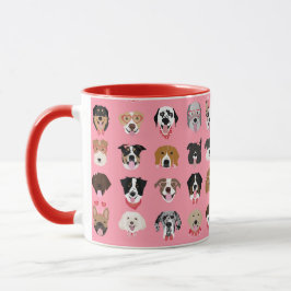 Taza Patrón de cara de perro Valentine