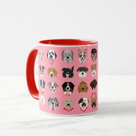 Taza Patrón de cara de perro Valentine