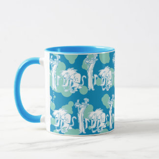 Taza Patrón de caracteres azul de comadreja y baboon