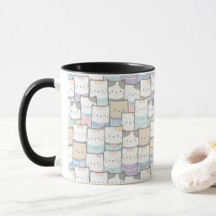 Taza Patrón de caras de gatito de Doodle