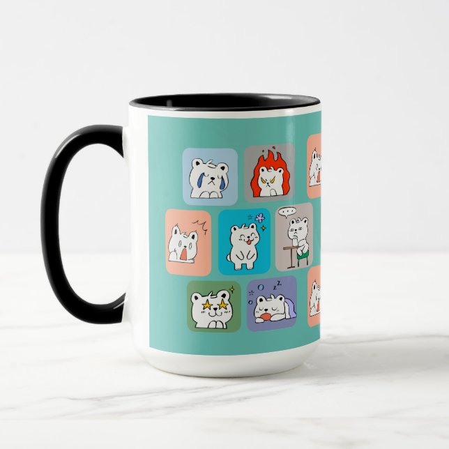 Taza patrón de caras de osos (Izquierda)