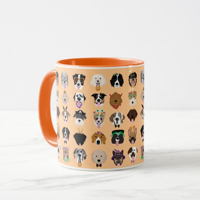 Taza Patrón de caras de perro de Halloween (Anverso izquierdo)
