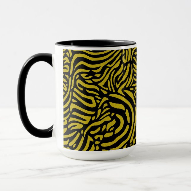 Taza Patrón de cebra negro y amarillo dorado (Izquierda)