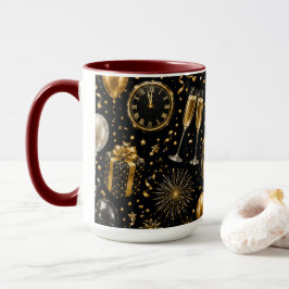 Taza Patrón de Celebración de Año Nuevo de Lujo