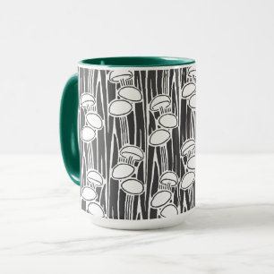 Taza Patrón de champiñones y hierba