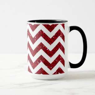 Taza Patrón de cheurón Purpurina rojo oscuro