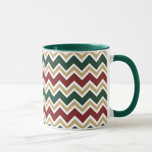 Taza Patrón de Chevron Beige Verde Blanco Rojo (Derecha)