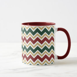 Taza Patrón de Chevron Beige Verde Blanco Rojo