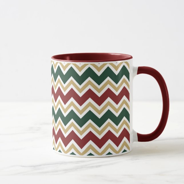 Taza Patrón de Chevron Beige Verde Blanco Rojo (Derecha)