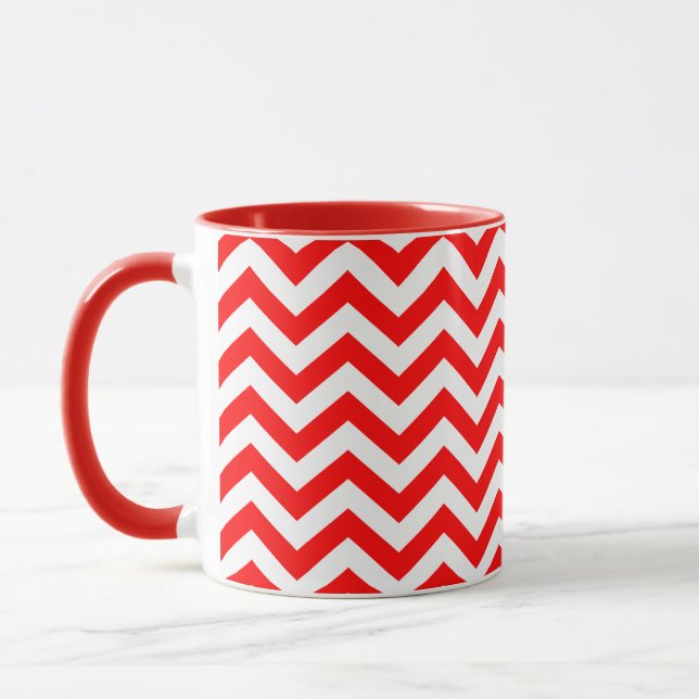 Taza Patrón De Chevron Rojo Y Blanco (Izquierda)