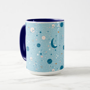Taza Patrón de cielo azul y espacio