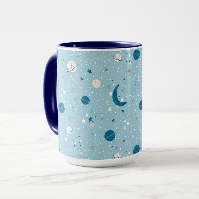 Taza Patrón de cielo azul y espacio (Anverso izquierdo)
