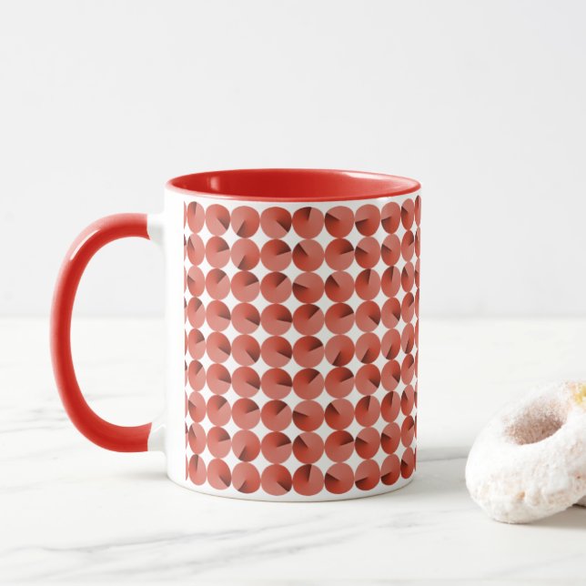 Taza Patrón de círculos rojos (Con donut)