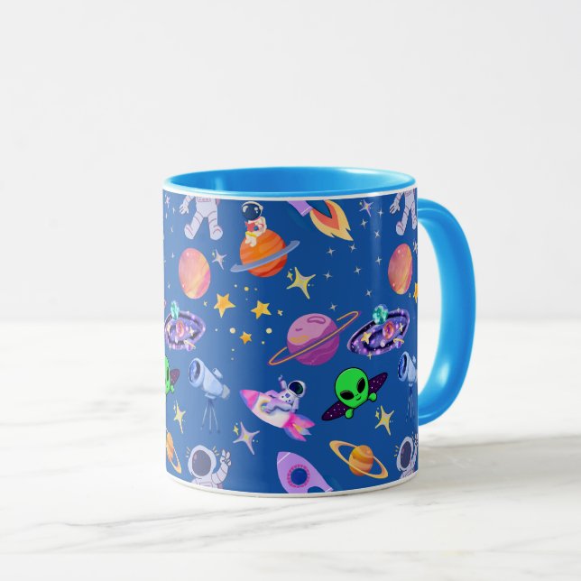Taza Patrón de cohete planetario astronauta (Anverso derecho)