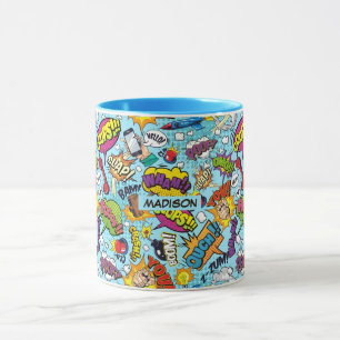 Taza Patrón de comics de nombres personalizados
