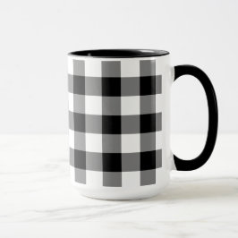 Taza Patrón de comprobación de búfalo blanco y negro