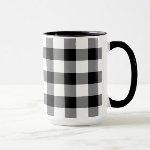 Taza Patrón de comprobación de búfalo blanco y negro