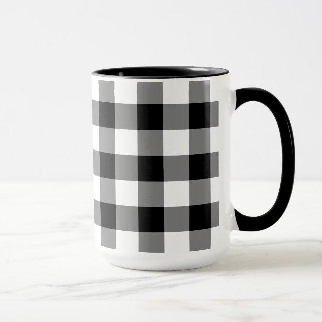 Taza Patrón de comprobación de búfalo blanco y negro (Derecha)