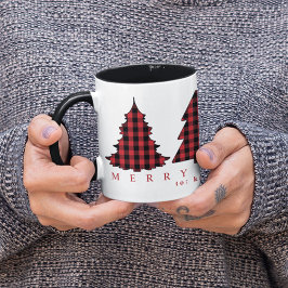 Taza Patrón de comprobación de búfalo de Navidad de los