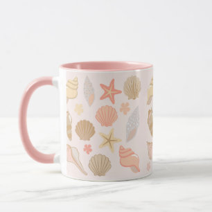 Taza Patrón de Conchas de Mar Rosadas