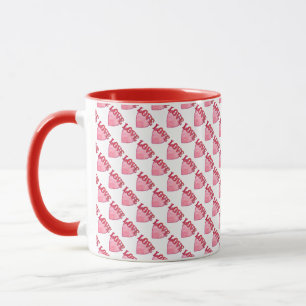 Taza Patrón de corazón de amor rosa
