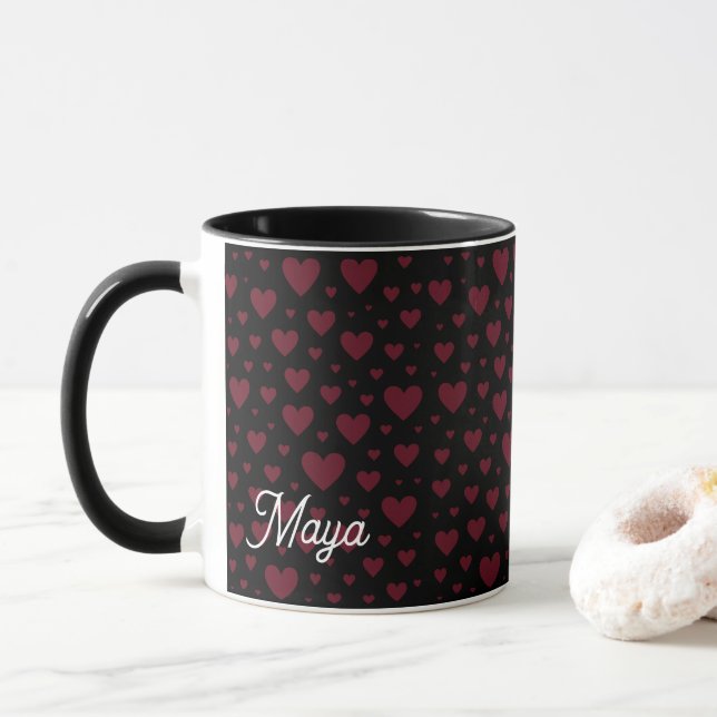 Taza Patrón de Corazón de San Valentín (Con donut)