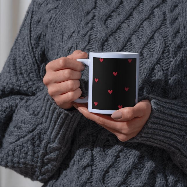 Taza Patrón de corazón negro de San Valentín (Subido por el creador)