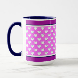 Taza Patrón de Corazones Adorables en Rosa y Lila Hermo