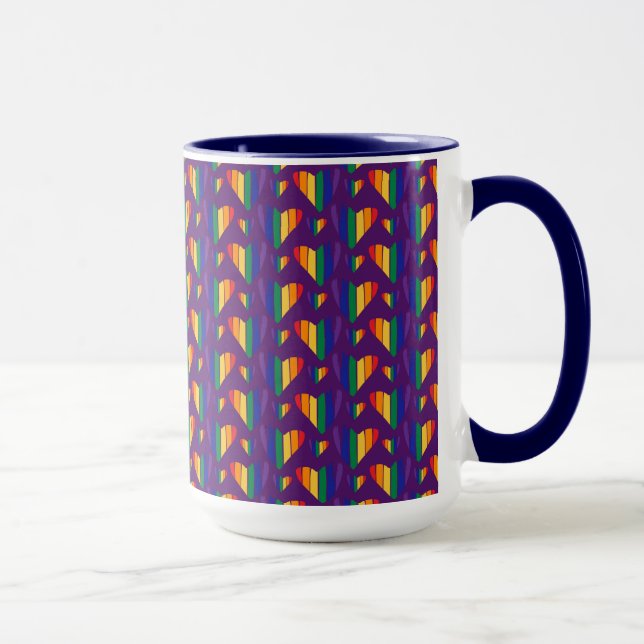 Taza Patrón de corazones arco iris (Derecha)