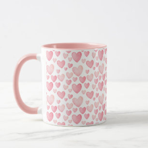 Taza Patrón de Corazones de San Valentín con Acuarela R