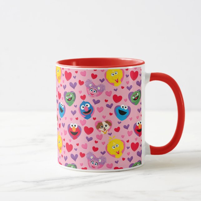 Taza Patrón de corazones de San Valentín de Plaza Sésam (Derecha)