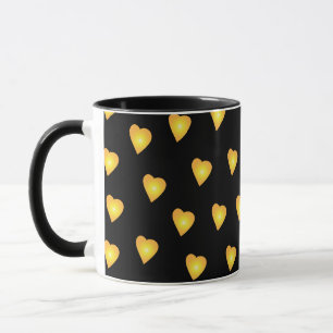 Taza Patrón de corazones dorados