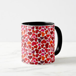 Taza Patrón de Corazones Elegante Moderno Rosa Rojo Chi