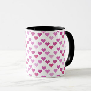 Taza Patrón de Corazones Moderno Elegante Blanco Rosa C