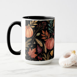 Taza Patrón de cosecha de otoño de acuarela